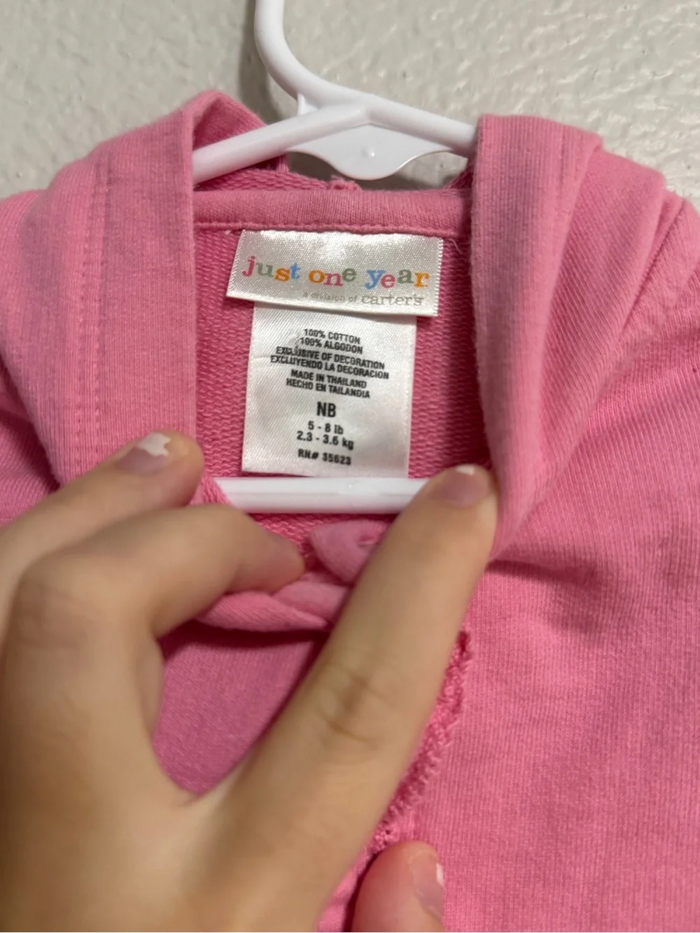 Pink Hooded Baby Jacket with Embroidered Pockets